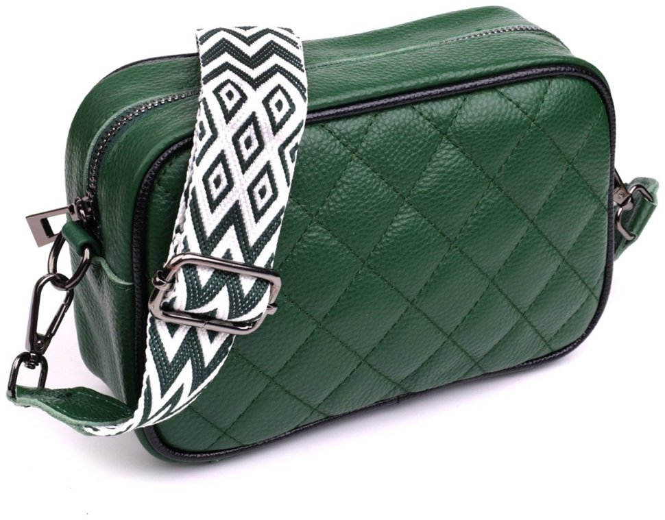 Женская стеганая сумка зеленого цвета из натуральной кожи Vintage 2422857 modnotak фото №1