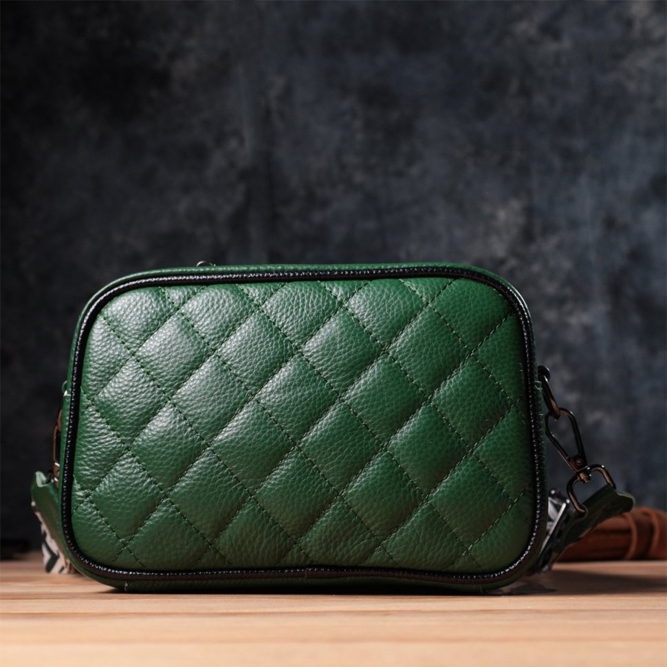 Женская стеганая сумка зеленого цвета из натуральной кожи Vintage 2422857 modnotak фото №9