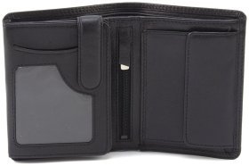 Черное мужское кожаное портмоне вертикального типа без застежки Visconti Brixton 68883