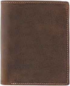 Чоловіче вертикальне портмоне з вінтажної шкіри коричневого кольору з RFID - Visconti Rifle 68983