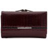 Лаковый кожаный женский кошелек на кнопке с монетницей Ricco Grande 109083 бордового цвета modnotak фото - 1