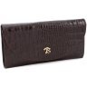 Великий жіночий гаманець з натуральної шкіри коричневого кольору під крокодила Tony Bellucci (12471) - 1
