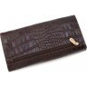 Великий жіночий гаманець з натуральної шкіри коричневого кольору під крокодила Tony Bellucci (12471) - 4