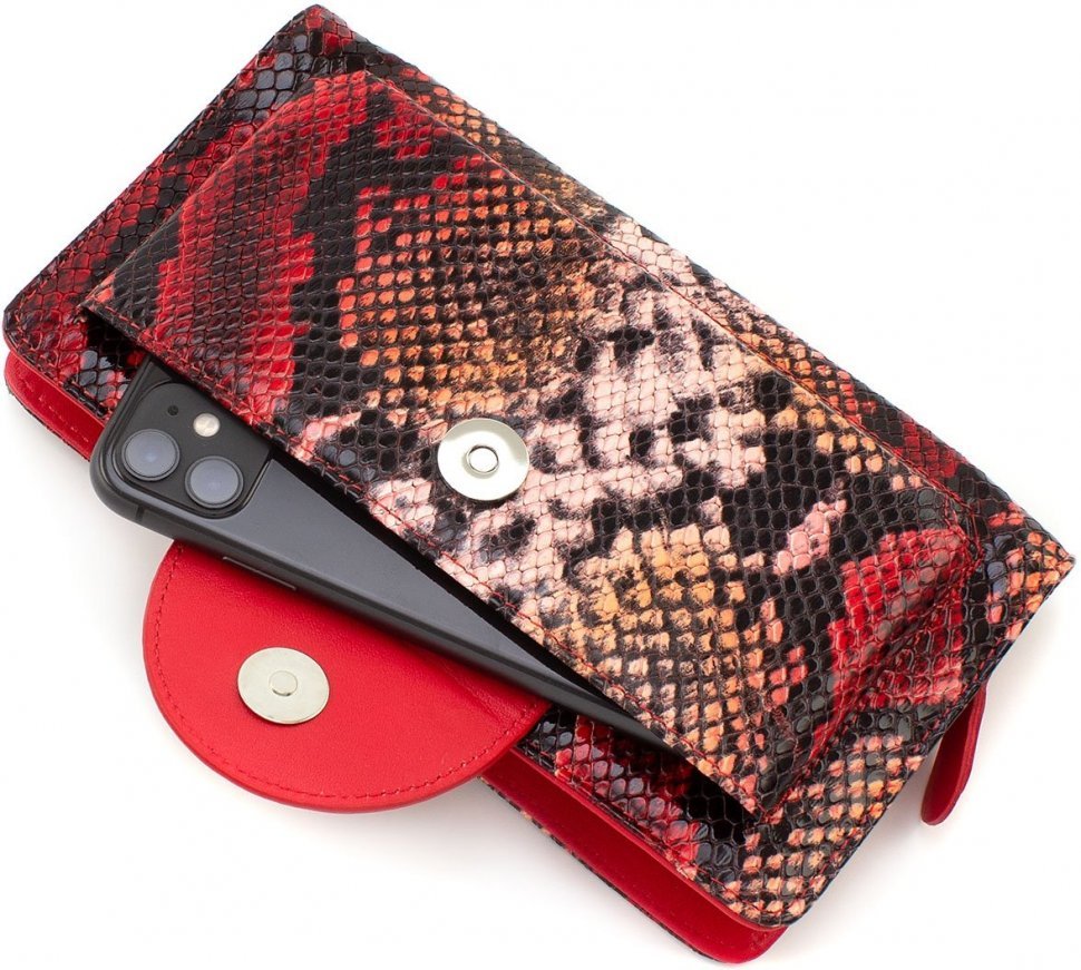 Ексклюзивний жіночий гаманець-клатч із натуральної шкіри на зап'ясті KARYA (19607)