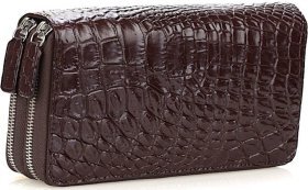 Мужской клатч из 100% натуральной кожи крокодила (18260) Цвет коричневый