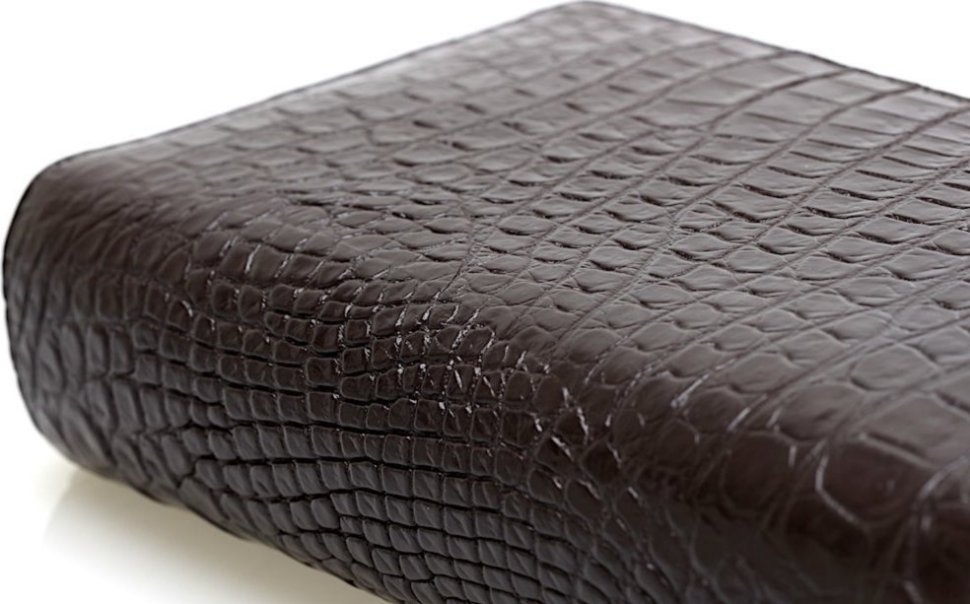 Мужской клатч из 100% натуральной кожи крокодила (18260) Цвет коричневый