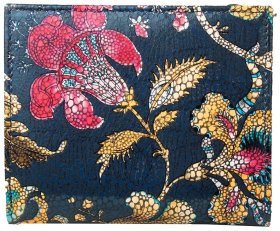 Жіночий шкіряний гаманець з квітковими візерунками Desisan 80384 синього кольору