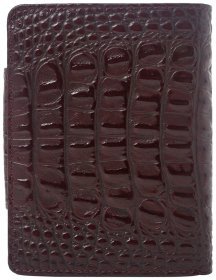 Женский вертикальный кошелек из натуральной кожи под крокодила в бордовом цвете Desisan 81584