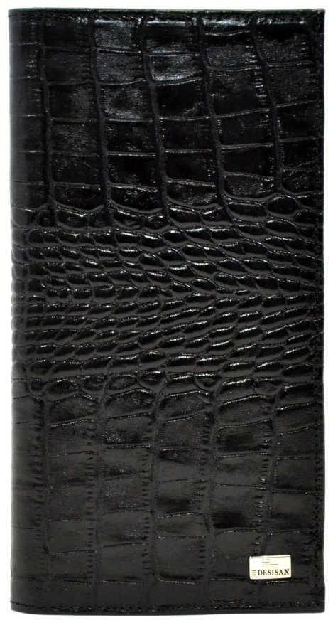 Кожаный стильный мужской купюрник с тиснением под крокодила Desisan 81784 черного цвета modnotak фото №1