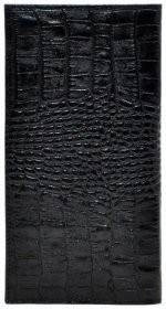 Шкіряний стильний чоловічий купюрник із тисненням під крокодила Desisan 81784 чорного кольору