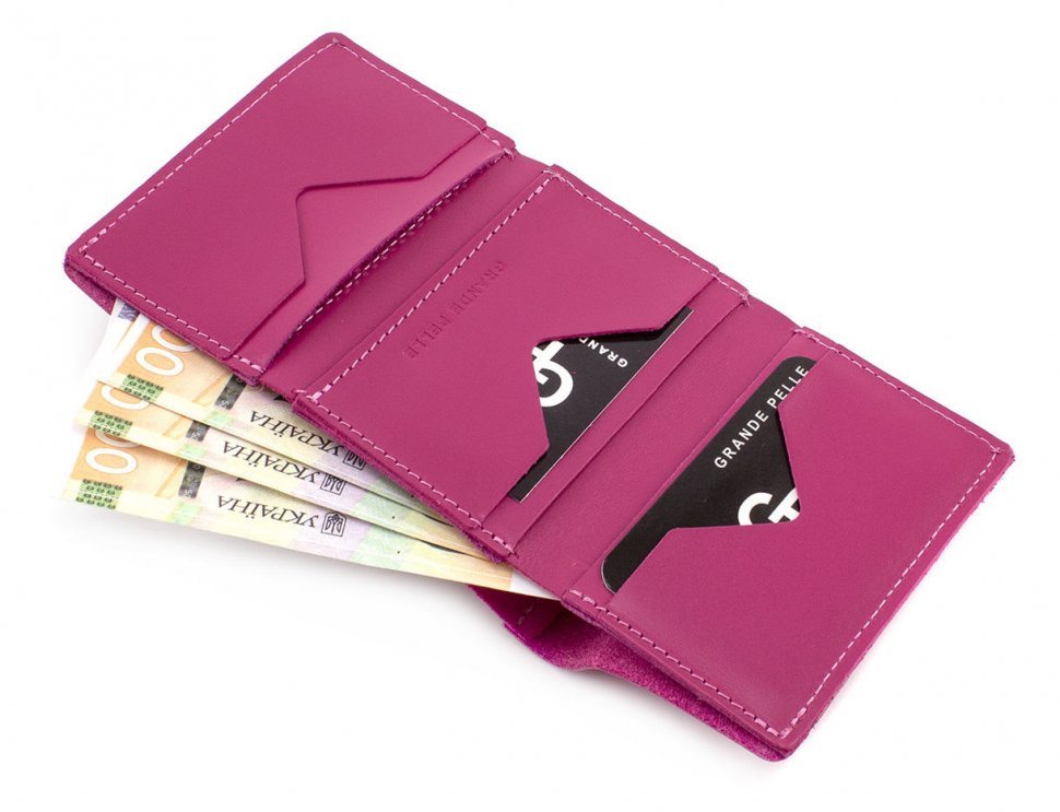 Яскраво-рожевий гаманець ручної роботи Grande Pelle (13154)