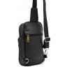 Черный мужской слинг-рюкзак из натуральной кожи на одну шлейку TARWA (19646) - 4