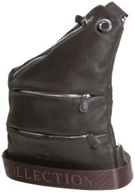 Мужская кожаная сумка слинг коричневого цвета Vip Collection 102384