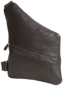 Мужская кожаная сумка слинг коричневого цвета Vip Collection 102384