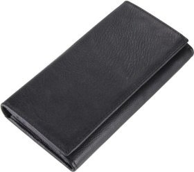 Чорний довгий чоловічий гаманець з натуральної шкіри Vintage (14446)