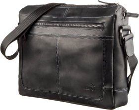 Якісна чоловіча ділова сумка з натуральної шкіри чорного кольору SHVIGEL (2411246)