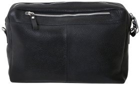 Кожанный мужской мессенджер через плечо черного цвета Vip Collection 102484