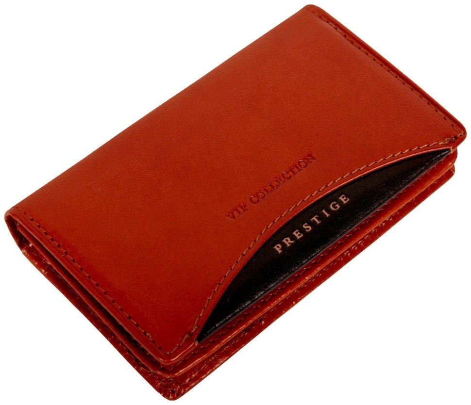 Шкіряна візитниця Prestige без застібки Vip Collection 102584 (колір коньяк) modnotak фото №1