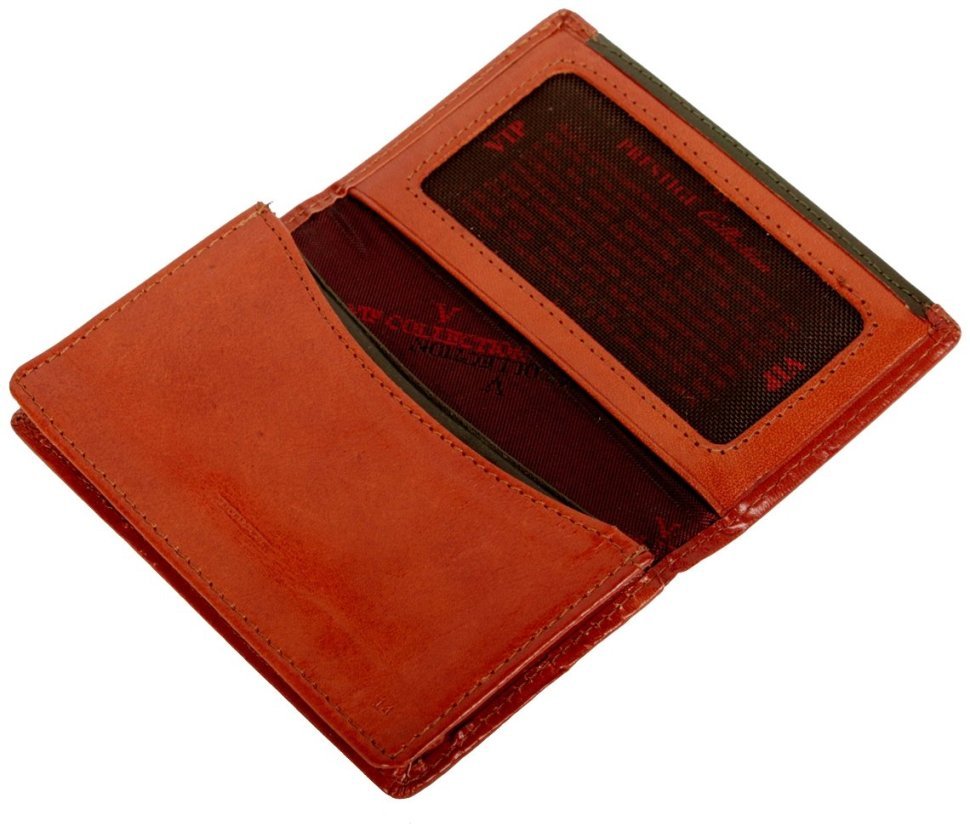 Шкіряна візитниця Prestige без застібки Vip Collection 102584 (колір коньяк) modnotak фото №3