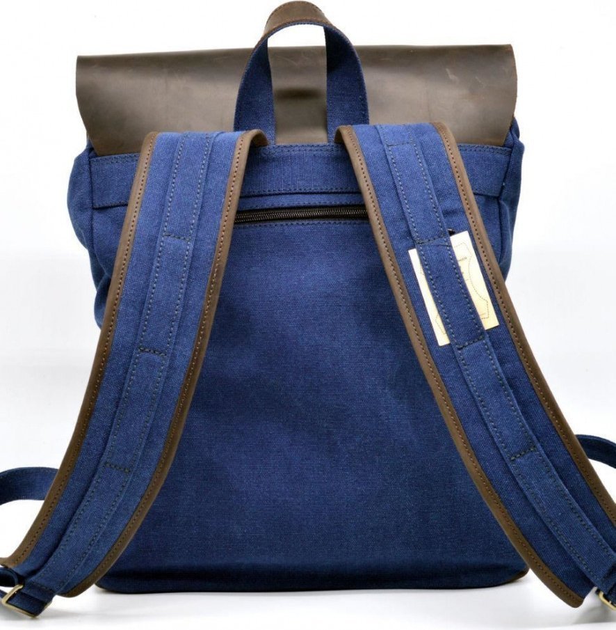 Синий большой рюкзак из текстиля с навесным клапаном на магнитах TARWA (19929)