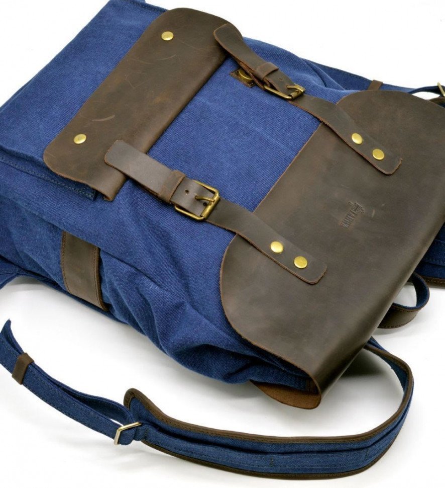 Синій великий рюкзак із текстилю з навісним клапаном на магнітах TARWA (19929)