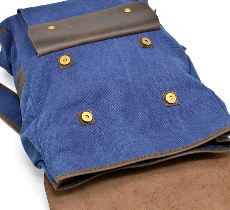Синий большой рюкзак из текстиля с навесным клапаном на магнитах TARWA (19929)