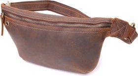 Мужская поясная сумка-бананка коричневого цвета из винтажной кожи Vintage (2421294) 