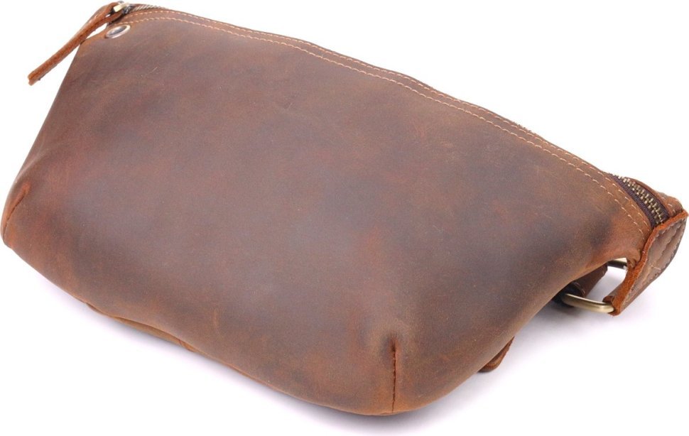 Чоловіча поясна сумка-бананка коричневого кольору з вінтажної шкіри Vintage (2421294)