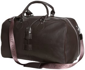 Дорожная сумка саквояж коричневого цвета в зернистой коже Vip Collection 102684