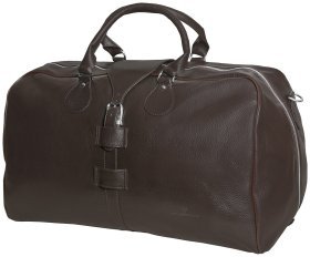 Дорожная сумка саквояж коричневого цвета в зернистой коже Vip Collection 102684