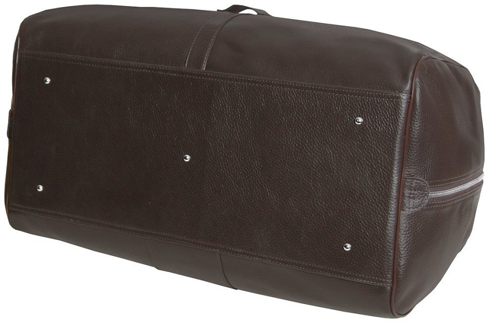 Дорожная сумка саквояж коричневого цвета в зернистой коже Vip Collection 102684 modnotak фото №6