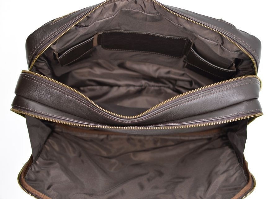 Мужская темно-коричневая кожаная сумка-портфель для ноутбука и документов TARWA (19636)