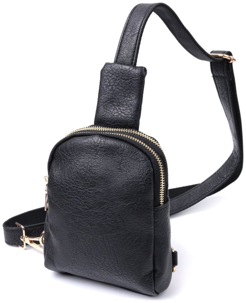 Компактная женская сумка через плечо с двумя отделениями из экокожи Vintage 22784 Черная modnotak фото №1