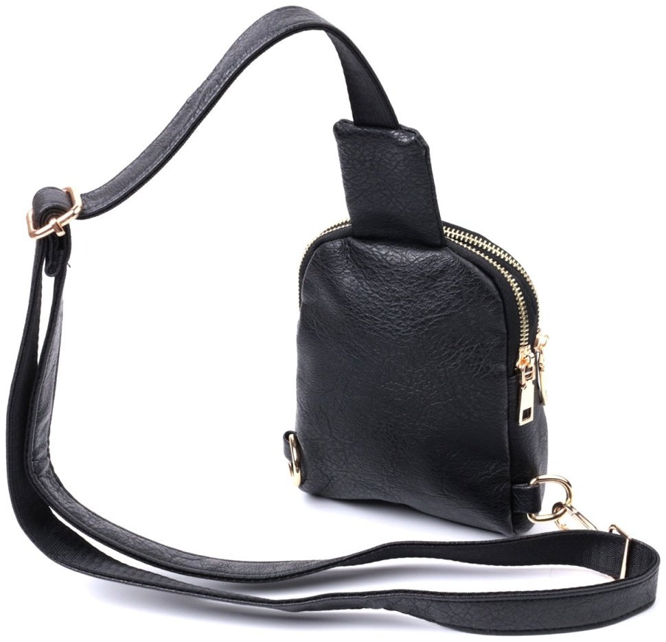 Компактная женская сумка через плечо с двумя отделениями из экокожи Vintage 22784 Черная modnotak фото №2