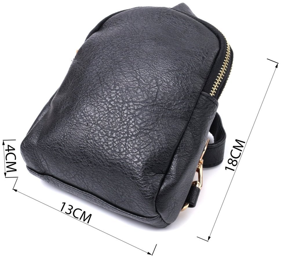 Компактная женская сумка через плечо с двумя отделениями из экокожи Vintage 22784 Черная modnotak фото №3