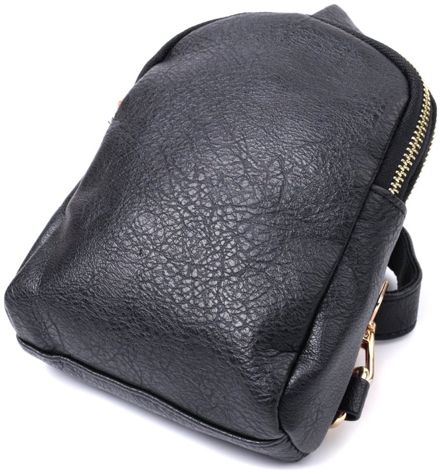 Компактная женская сумка через плечо с двумя отделениями из экокожи Vintage 22784 Черная modnotak фото №5