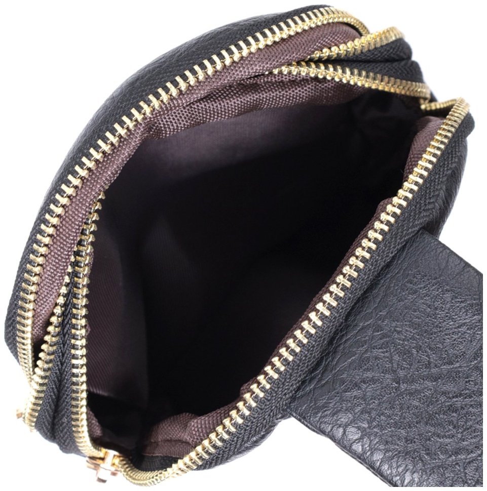 Компактная женская сумка через плечо с двумя отделениями из экокожи Vintage 22784 Черная modnotak фото №6