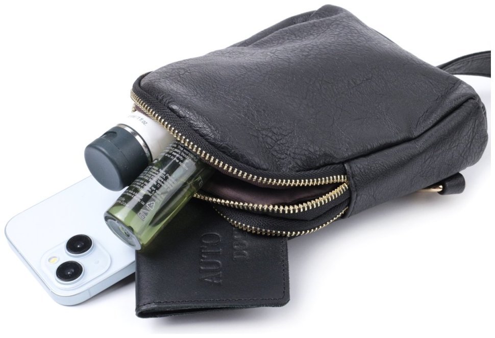 Компактная женская сумка через плечо с двумя отделениями из экокожи Vintage 22784 Черная modnotak фото №8