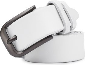 Белый женский ремень узкого типа из натуральной кожи с классической пряжкой Vintage (2420779)