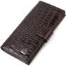 Вертикальний чоловічий гаманець із натуральної коричневої шкіри з тисненням під крокодила CANPELLINI (2421720) - 1