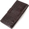Вертикальний чоловічий гаманець із натуральної коричневої шкіри з тисненням під крокодила CANPELLINI (2421720) - 2