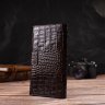 Вертикальний чоловічий гаманець із натуральної коричневої шкіри з тисненням під крокодила CANPELLINI (2421720) - 7