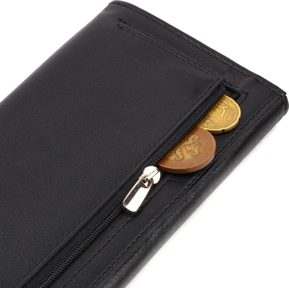 Класичний жіночий гаманець із натуральної шкіри гладкого типу в чорному кольорі CANPELLINI (2421820)