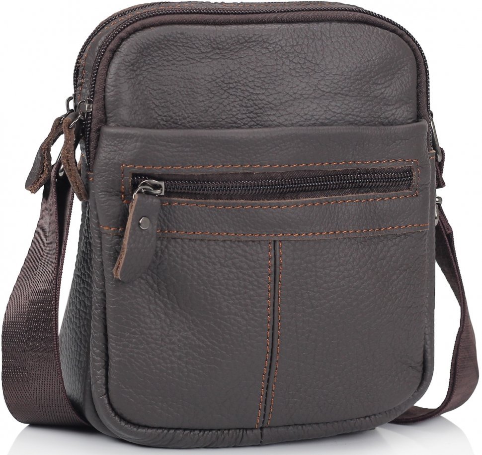 Маленькая коричневая мужская сумка-планшет через плечо Tiding Bag (15763)