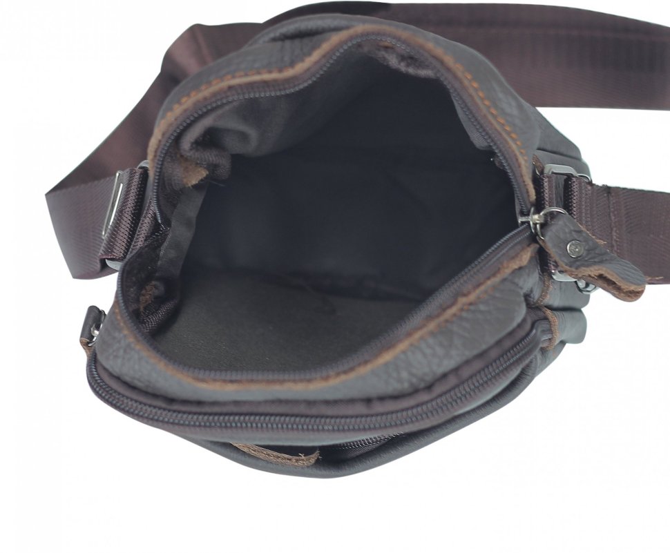 Маленькая коричневая мужская сумка-планшет через плечо Tiding Bag (15763)