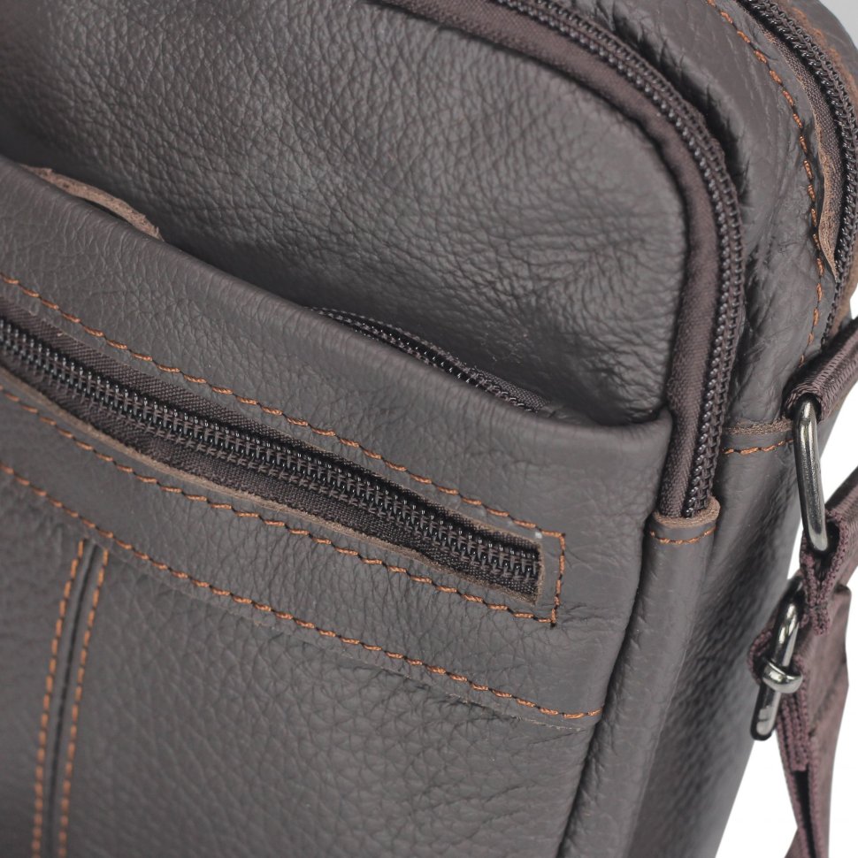 Маленька коричнева чоловіча сумка-планшет через плече Tiding Bag (15763)