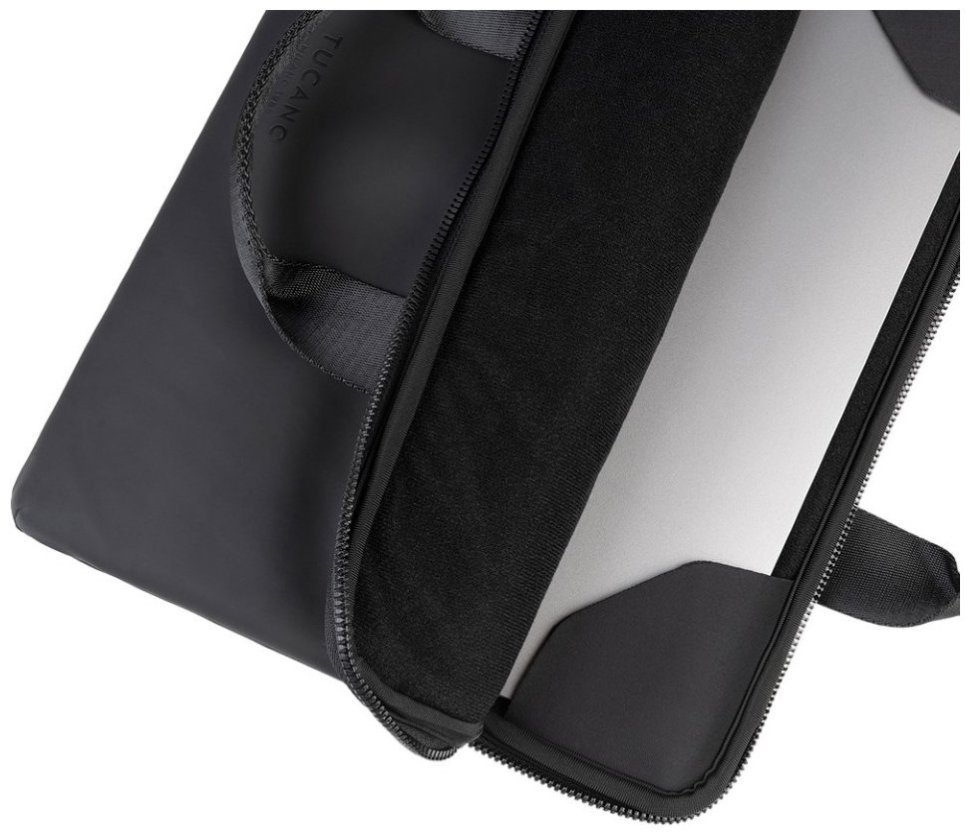 Городская сумка чехол для ноутбука черного цвета с плечевым ремнем Tucano Gommo Super Slim 103584 modnotak фото №6
