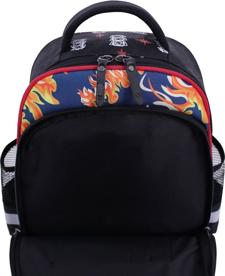 Чорний шкільний рюкзак для хлопчиків із текстилю з принтом Bagland (53684)