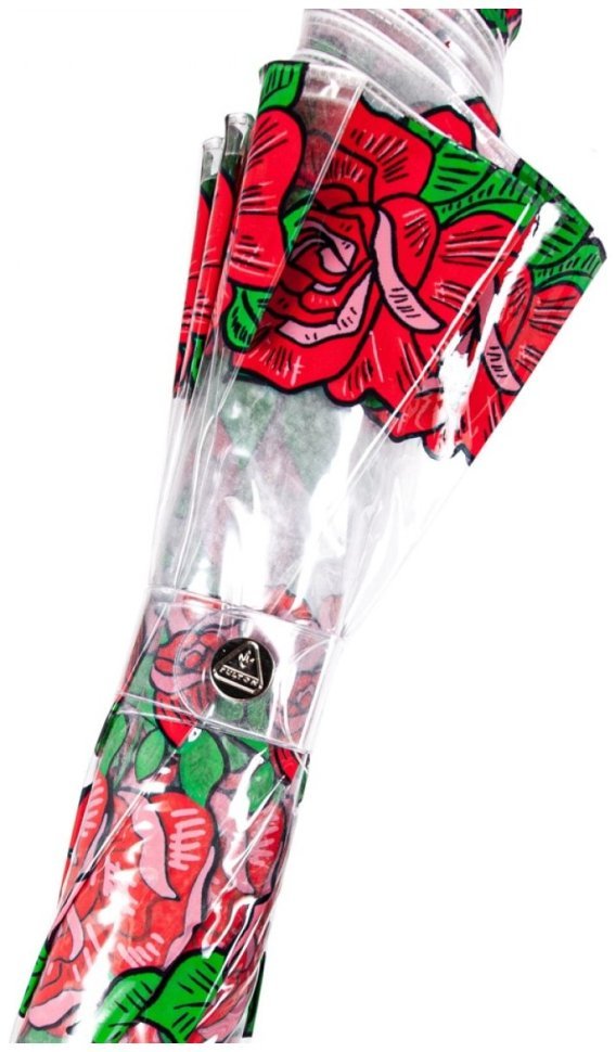 Зонт-трость женский Fulton Birdcage-2 Tattoo Rose (механика, прозрачный с принтом роз) 93884 modnotak фото №7