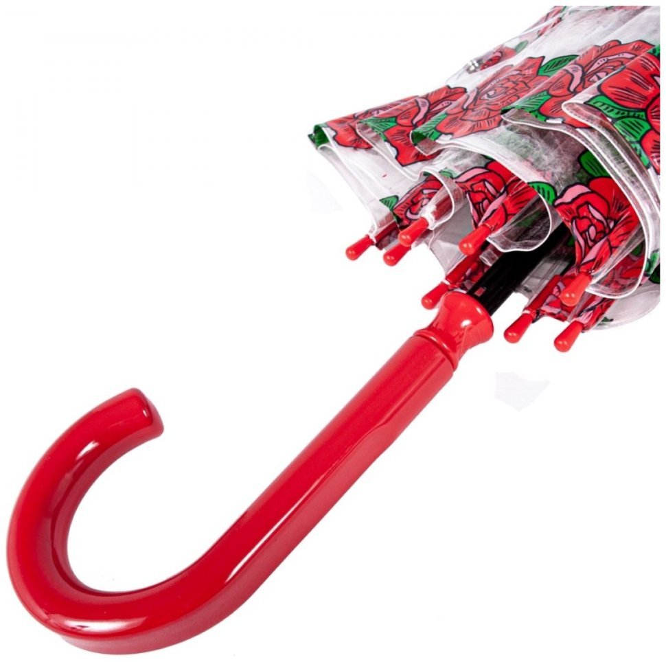 Зонт-трость женский Fulton Birdcage-2 Tattoo Rose (механика, прозрачный с принтом роз) 93884 modnotak фото №5